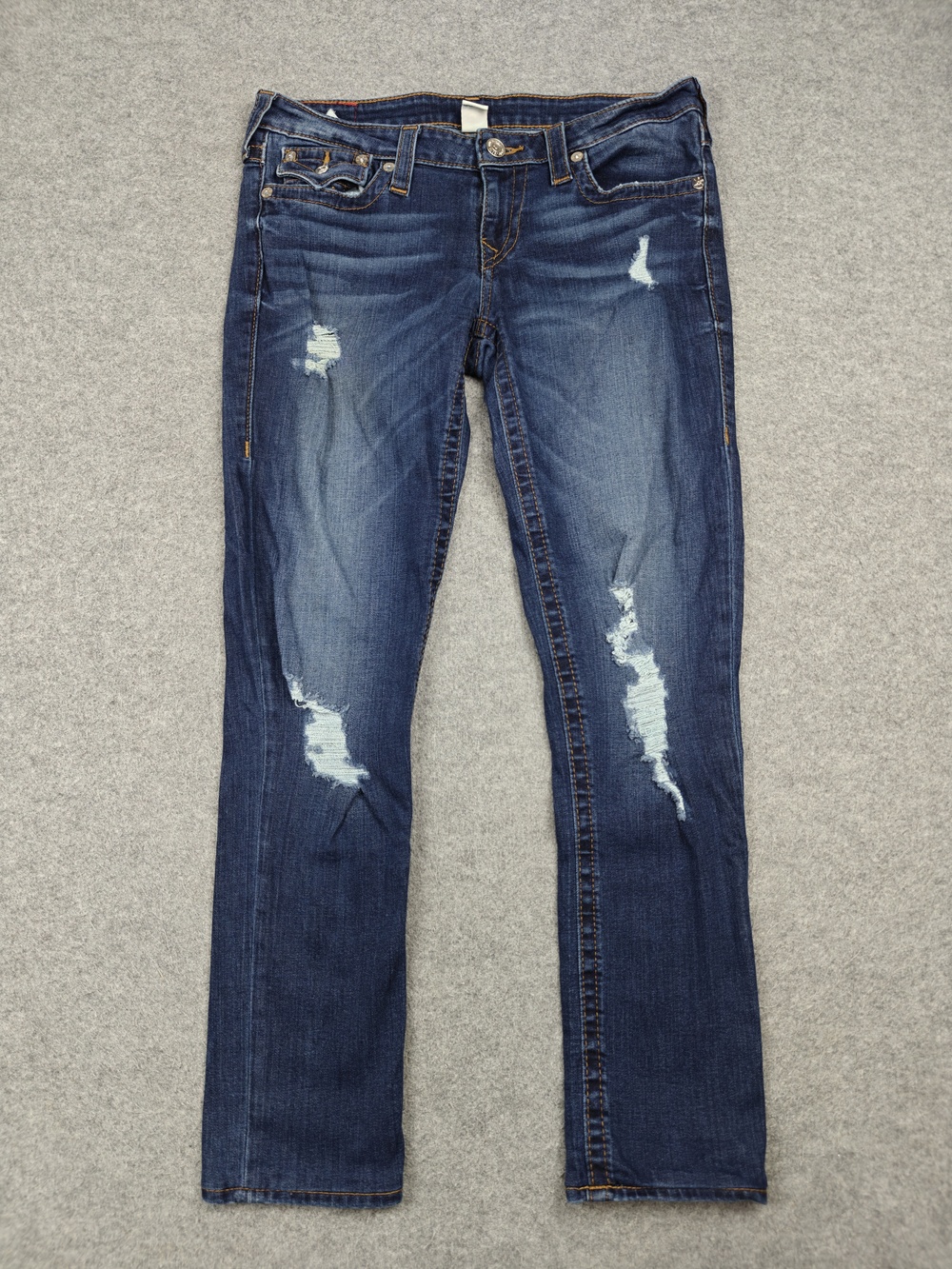 True Religion Jeans Womens 30 Blue Skinny Distressed 5-Pocket Medium Wash